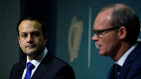 Prime Minister (Taoisaech) of Ireland Leo Varadkar looks on as Deputy Prime Minister (Tanaiste) Simon Coveney speaks during a press conference at Government buildings in Dublin, Ireland, December 4, 2017.  © Clodagh Kilcoyne