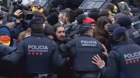 Scuffles break out as authorities remove artwork from Catalan museum