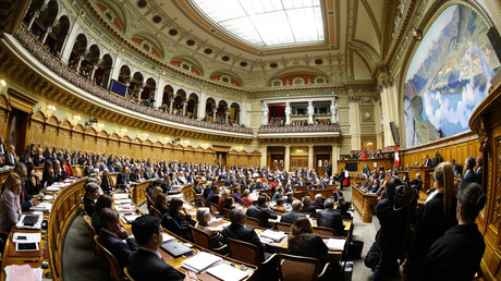 FILE PHOTO A general view shows a session at the Swiss parliament in Bern, Switzerland © Denis Balibouse