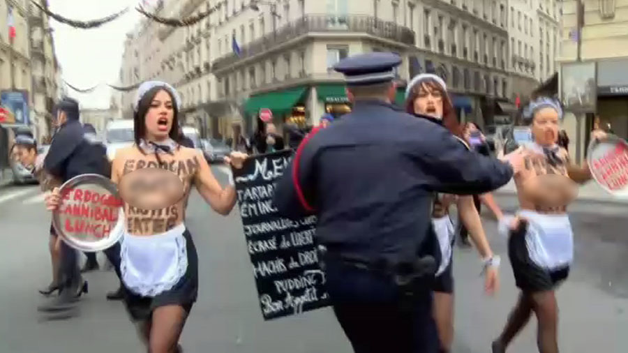 Sliced Kurds Topless Femen Activists Serve Erdogan A Cannibal Lunch Video Photos Rt World News