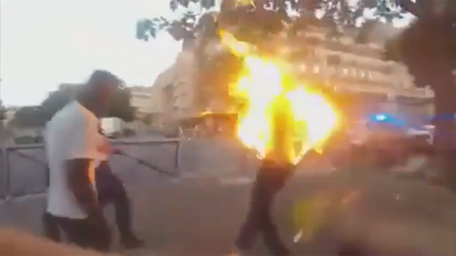 Man simultaneously tasered & teargassed by French cops turns into fireball (DISTURBING VIDEO)