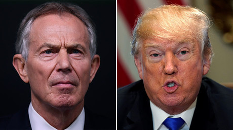 US President Donald Trump, Former British Prime Minister Tony Blair © Reuters