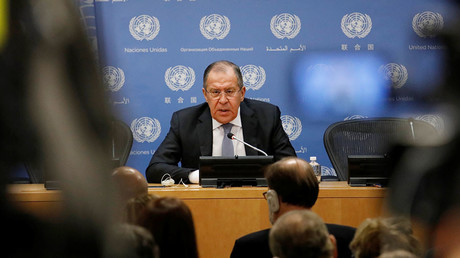 Russian Foreign Minister Sergey Lavrov speaks during a news conference at the United Nations in New York, U.S., January 19, 2018. © Shannon Stapleton