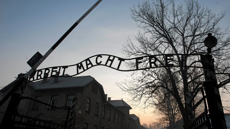 the gates of the former nazi german concentration camp.