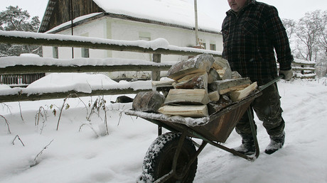 FILE PHOTO: A man prepares firewood at the village © Konstantin Chernichkin