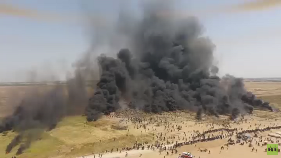 Chilling aerial footage shows ‘Great March of Return’ battleground at Israel-Gaza border (VIDEO)