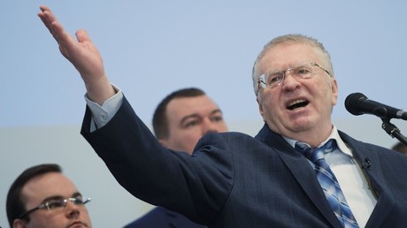 Presidential candidate and leader of the LDPR Vladimir Zhirinovsky speaks at the election meeting in the LDPR headquarters © Sputnik