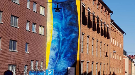 Outrage as giant blue penis painted along building in Sweden (PHOTOS)