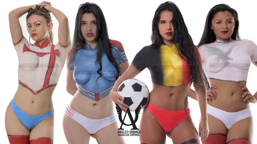 Get Your Kits Out Colombian Artist Paints Models In World Cup Strips Photos Rt