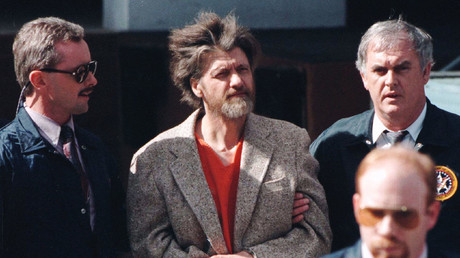 File photo: Ted Kaczynski being led into federal court, April 4, 1996.