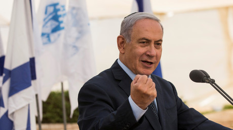 Israeli Prime Minister Benjamin Netanyahu speaking in Tel Aviv © Heidi Levine