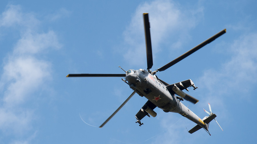 Russian attack helicopters practice hitting targets (VIDEO)