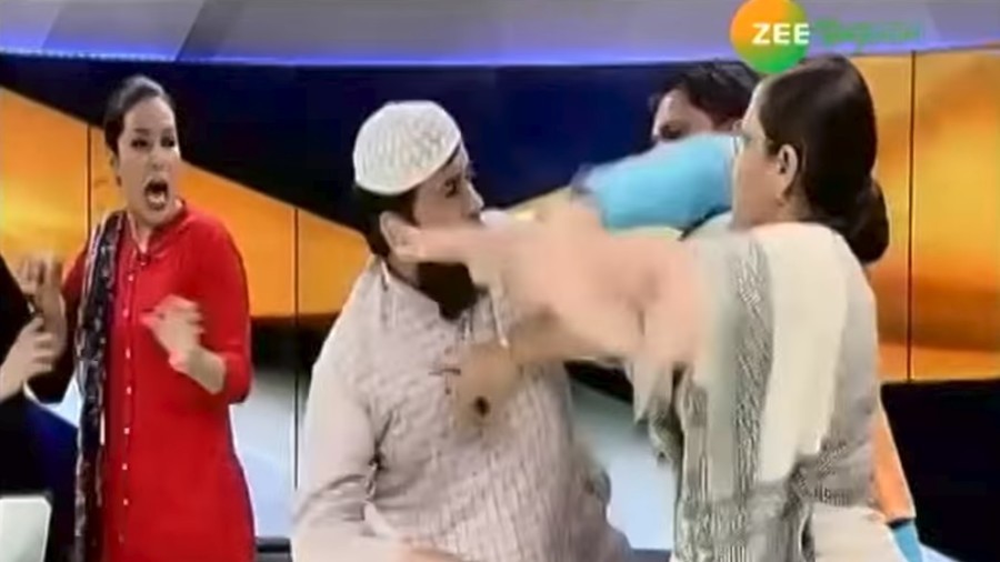 Indian Muslim cleric arrested after on-air scuffle with female activist over Islamic divorce (VIDEO)