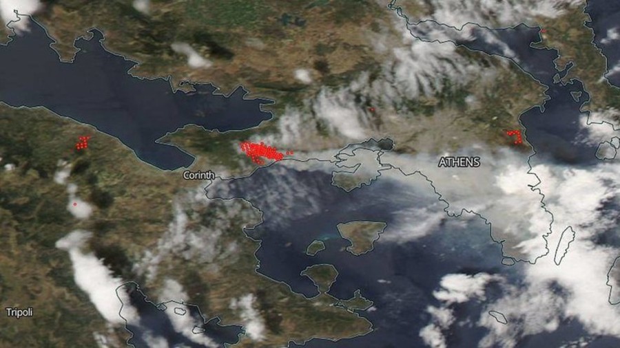 NASA satellite image captures devastation of Greece wildfires