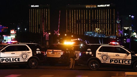 Police outside the Mandalay Bay Hotel in Las Vegas on October 2, 2017. ©Mark Ralston