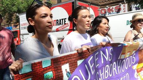 Alexandria Ocasio-Cortez with activists, New York City, June 30, 2018 © G. Ronald Lopez