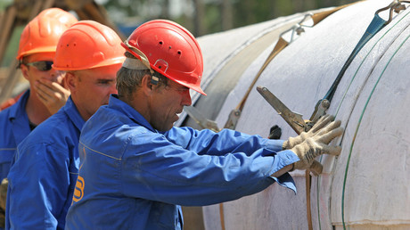 Construction of the land section of Nord Stream pipeline by Gazprom © UPPA/ZUMA Press