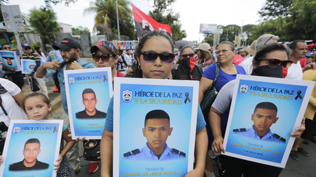Supporters of Nicaraguan President Daniel Ortega 