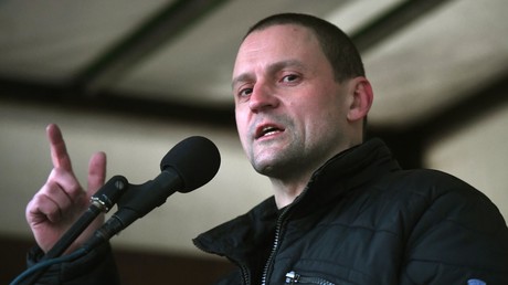 Sergei Udaltsov speaks at a protest rally in Moscow © Iliya Pitalev