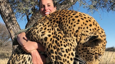 Female hunter 'Britany L' is in the crosshairs of Anonymous, animal activists, and celebrities for killing a leopard. Pic: Safari Club International