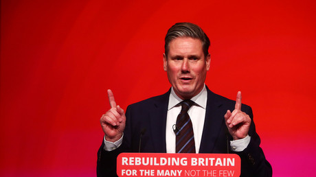 Labour's shadow Brexit Secretary Keir Starmer speaks at his party's conference in 
Liverpool. September 25, 2018. © Hannah McKay