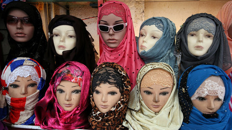 5bab2952fc7e93c0318b4577 ‘Islamic Republic on the move’: Charlie Hebdo mocks Macron in Muslim veil row