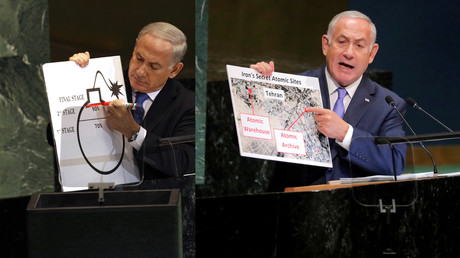 It was not the first, and probably won't be the last time Netanyahu resorts to printouts to prove a point. © REUTERS/Caitlin Ochs/Keith Bedford