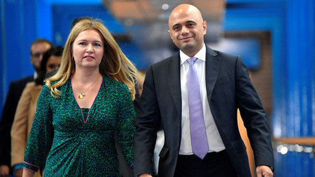 Britain's Secretary of State for the Home Department Sajid Javid and his wife Laura. REUTERS/Toby Melville