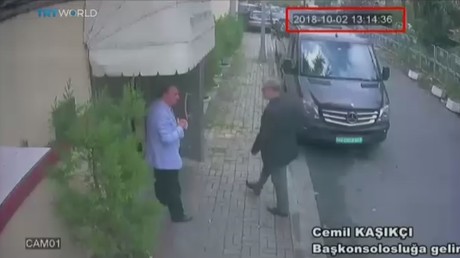 The last image of Khashoggi (right) entering the Consulate © APTN 