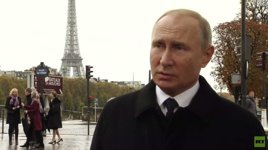 Trump and Putin join Macron in sombre Paris ceremony