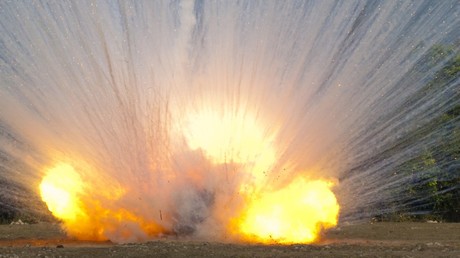 FILE PHOTO. Detonation of white phosphorous munitions. 