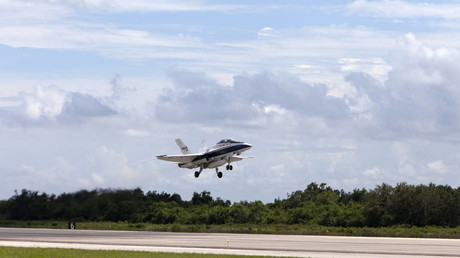 NASA Armstrong’s F/A-18 aircraft has been flying during the QSF-18 flight campaign over Galveston, Texas. © NASA
