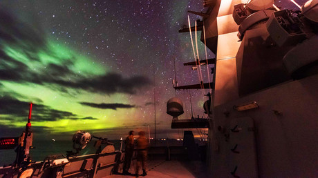 The northern lights observed from Standing NATO Maritime Group One (SNMG1) flagship HDMS Esbern Snare during Trident Juncture Ex., November 4, 2018, Norway © Global Look Press / NATO