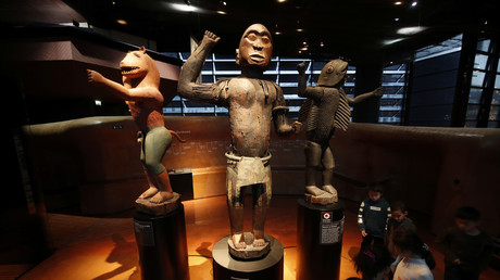 Royal statues of the Kingdom of Dahomey (now Benin) are displayed at the Quai Branly Museum in Paris. © Reuters / Philippe Wojazer