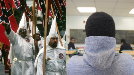FILE PHOTO of a Ku Klux Klan march / Students in a classroom