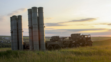 FILE PHOTO. Two S-300 launchers seen during military drills. 