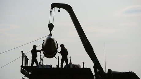 An Iskander ground-based missile is loaded into a launch vehicle © Sputnik / Pavel Lisitsyn
