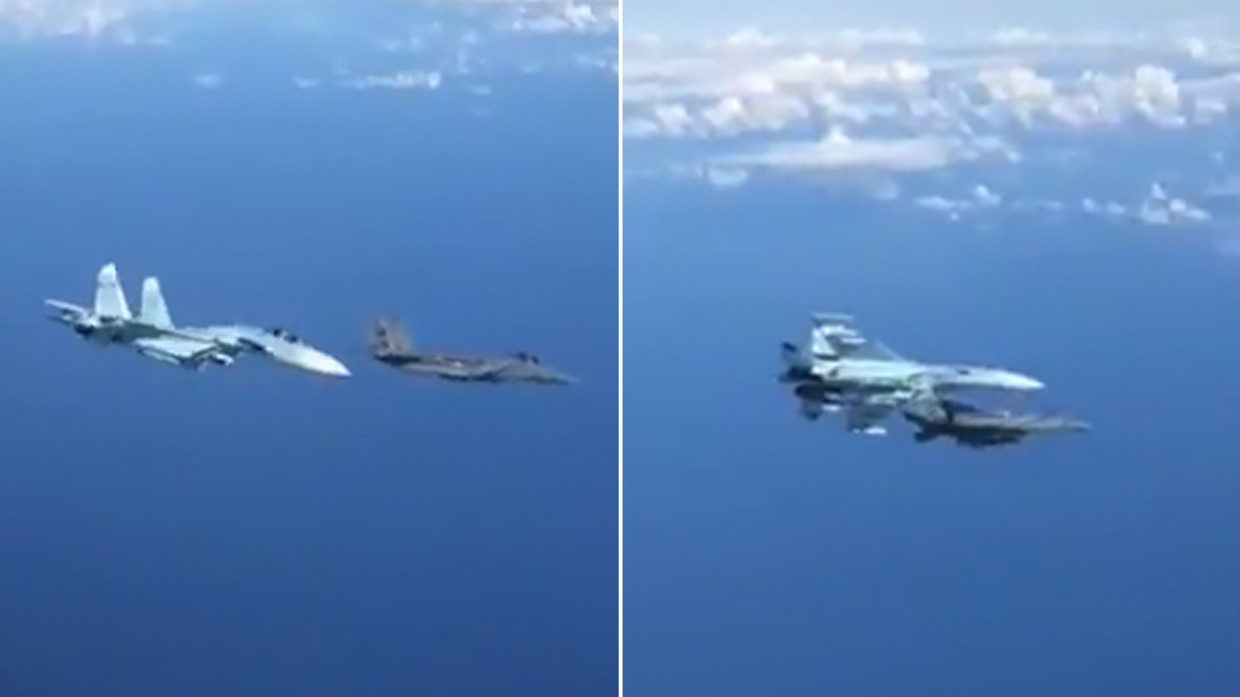 Watch Russian Su 27 Fend Off F 15 In A Daring Maneuver Mid Air Rt World News
