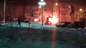 Minibus bursts in flames killing three in Russian city where house collapsed (VIDEO)