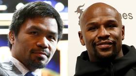 That was awkward: Pacquiao & Mayweather share uncomfortable handshake at NBA game (VIDEO)