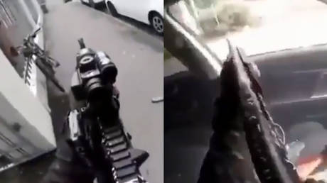 Screenshots from the alleged attacker's video.
