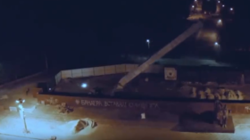 Ukrainian city topples Soviet WWII monument ‘in critical condition’… after 3rd attempt (VIDEO)