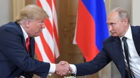 Russian President Vladimir Putin and US President Donald Trump during a meeting in Helsinki, July 16, 2018 
