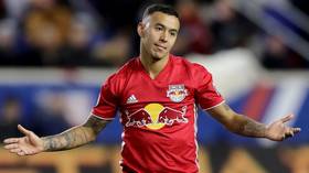 Red mist: Livid MLS star Kaku dismissed for smashing football into the crowd at Kansas City