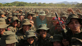 President Nicolas Maduro meets soldiers at a military training center in El Pao, Venezuela on May 4, 2019. 