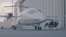 WATCH small doglike Italian robot tow 3-ton aircraft across airfield