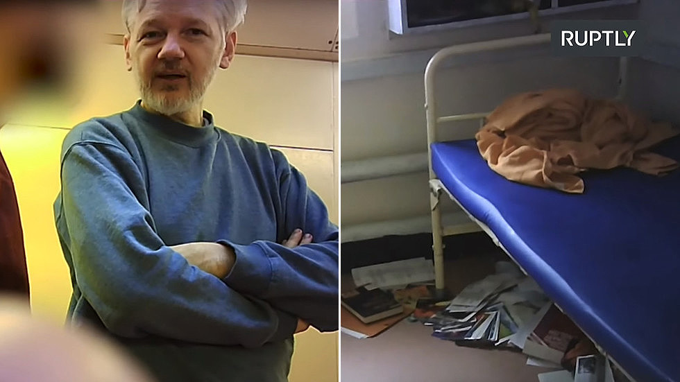 Exclusive: First VIDEO of Julian Assange in Belmarsh prison — RT World News