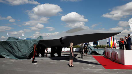 The New Generation Fighter (NGF) mock-up is unveiled during a visit the 53rd International Paris Air Show at Le Bourget Airport near Paris, France on June 17, 2019.
