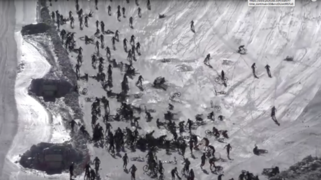 Mountain of Hell! Hundreds of bikers crash on icy Alps glacier during 3,400m downhill race (VIDEO)