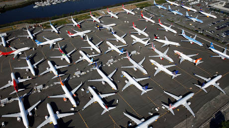 Dozens of grounded Boeing 737 MAX aircraft parked at Boeing Field in Seattle, Washington © Reuters /Lindsey Wasson